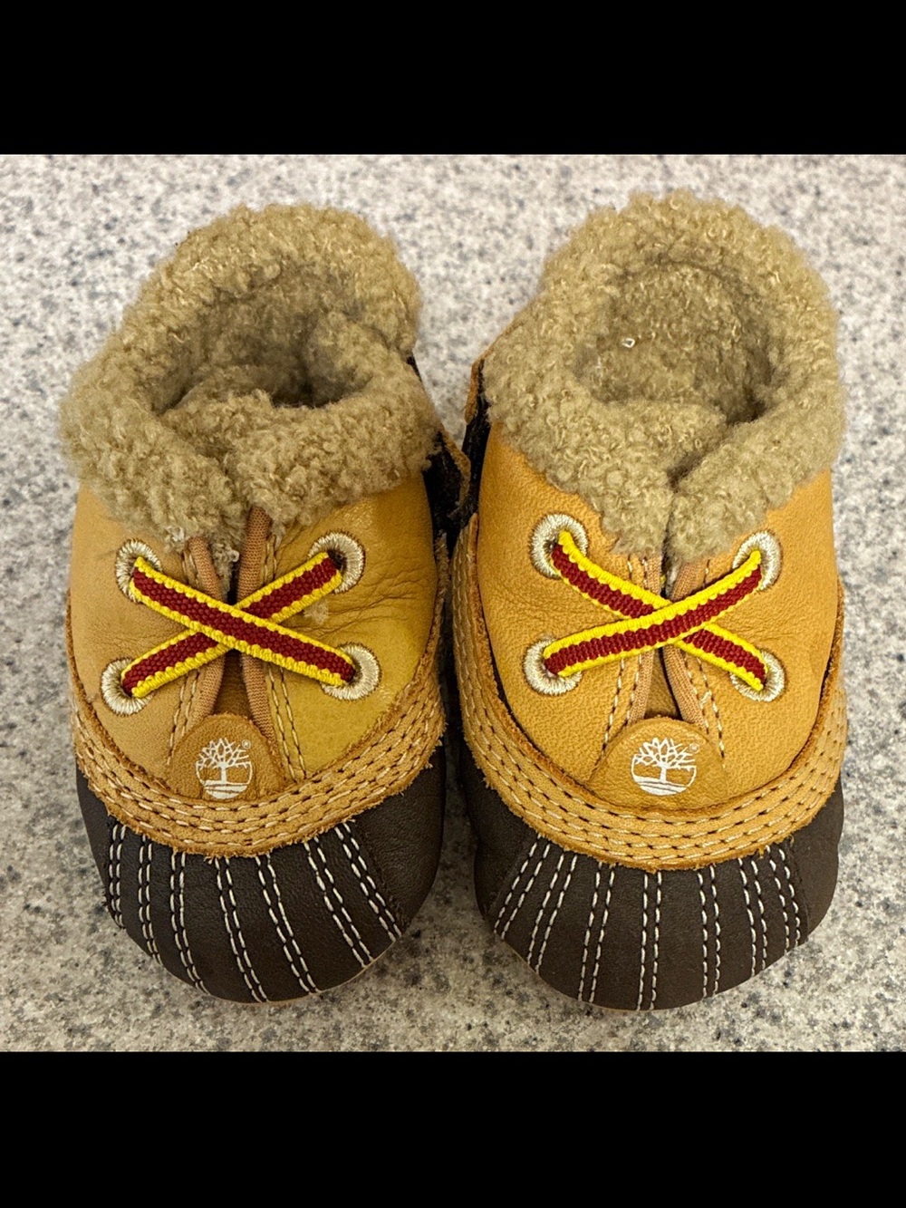 Timberland Tan & Brown Cozy Lined Baby Booties Size 1